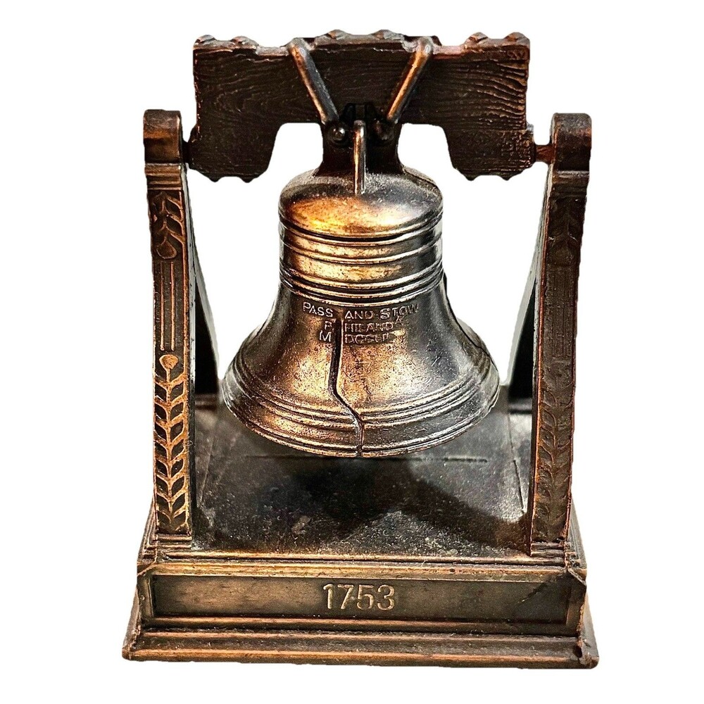 Vintage Die Cast Liberty Bell Pencil Sharpener 1753 Bronze Desk Collectible